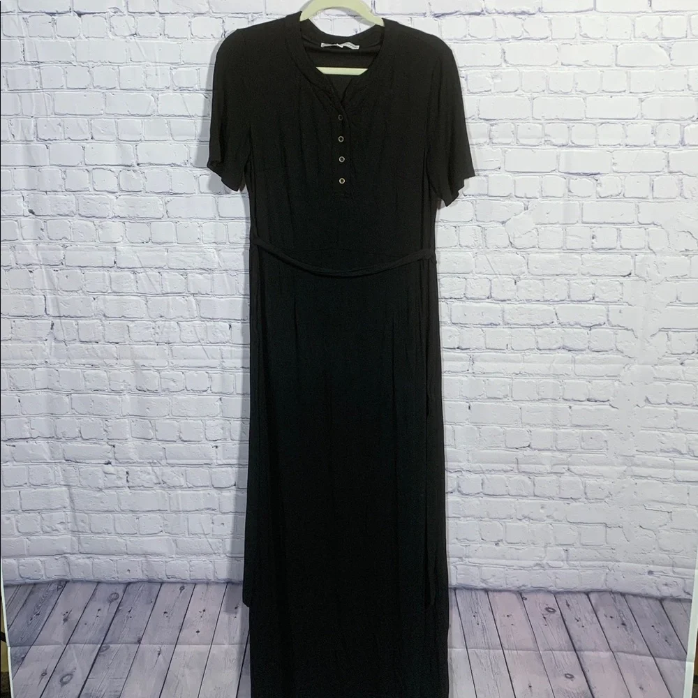 The Main Street Exchange Womens Short Sleeve Maxi Dress Black S Casual Minimal - Picture 1 of 7
